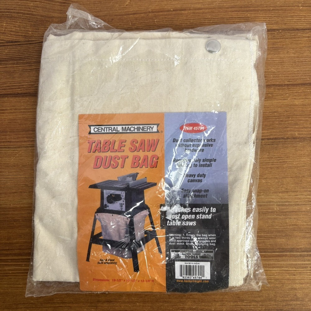 Table Saw Dust Collector Bag Canvas Easy to Install fits most brands Wood Shop